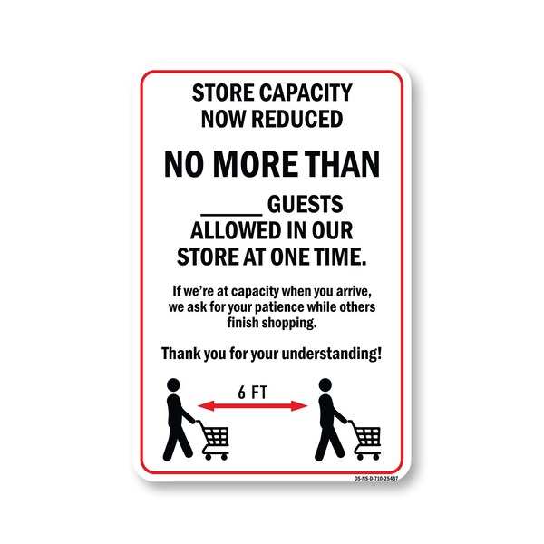 Signmission Public Safety, 7" Height, Decal, 10" X 7", Store Capacity Now Reduced No More Than 2 OS-NS-D-710-25437 - main
