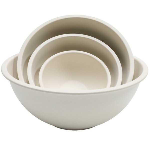 Chef Craft Mixing Bowl Set, Includes: 0.25 qt, 0.5 qt, 1 qt and 2 qt Bowls, Bamboo Fiber Powder, Natural 22065 - main