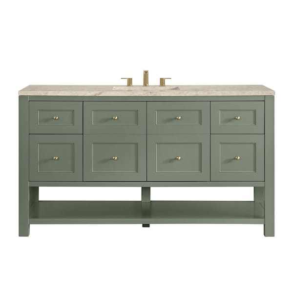 James Martin Vanities Breckenridge 60" Single Vanity, Smokey Celadon, w/ 3 CM Tajnar Eclos Top w/FreePower Wireless Charger 330-V60S-SC-FTJR - main