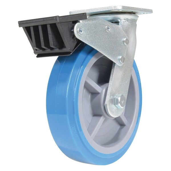 Vestil Polyurethane Swivel With Total Brake Caster 8 In. x 2 In. 925 lb Light Blue/Gray CST-KB-8X2PUP-SWTB - main