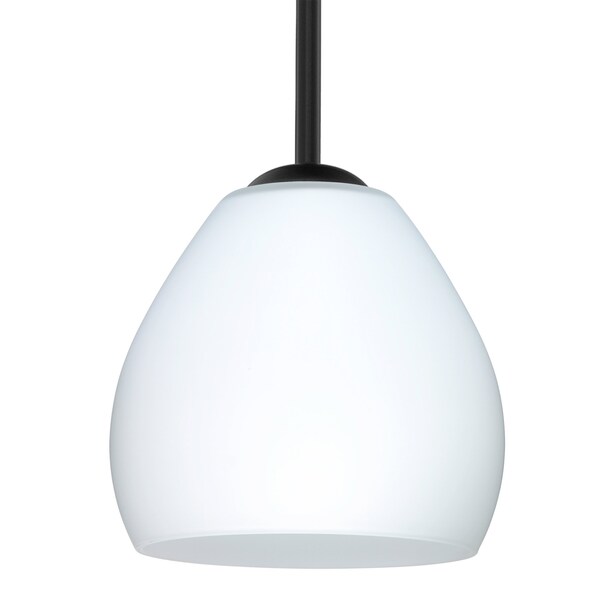 Besa Lighting Besa Bolla Stem Pendant, Opal Matte, Black Finish, 1x 40W MAX E12 Base 1TT-412207-BK - main