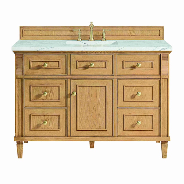 James Martin Vanities Lorelai 48'' S Vanity, Light Natural Oak w/ Ethereal Noctis Silestone Top w/ Wireless Charger 424-V48-LNO-FENC - main