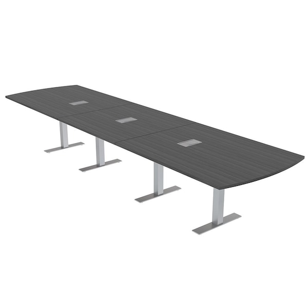 Skutchi Designs 16ft Arc Rectangle Conference Table With Power | Harmony Series | 16 Person Meeting Room Table HAR-AREC-48X192-T-WA7949-ESIL - main