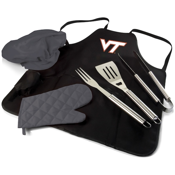 Picnic Time Family Of Brands NCAA Virginia Tech Hokies BBQ Apron Tote Pro Grill Set, Heavy Duty BBQ Apron For Men 635-88-179-604-0 - main