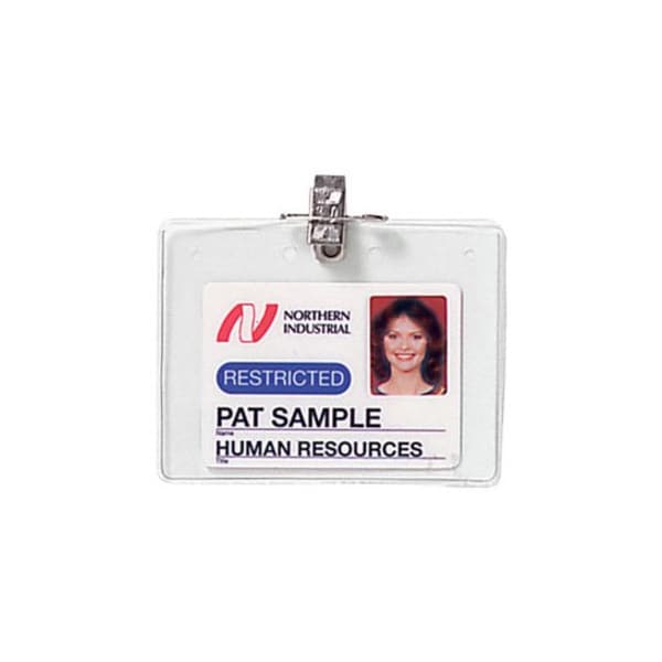 Brady Horizontal Top-Load Badge Holder - 3.37" x 4.25" - Vinyl - 100 / Pack - Clear 1817-1000 - main