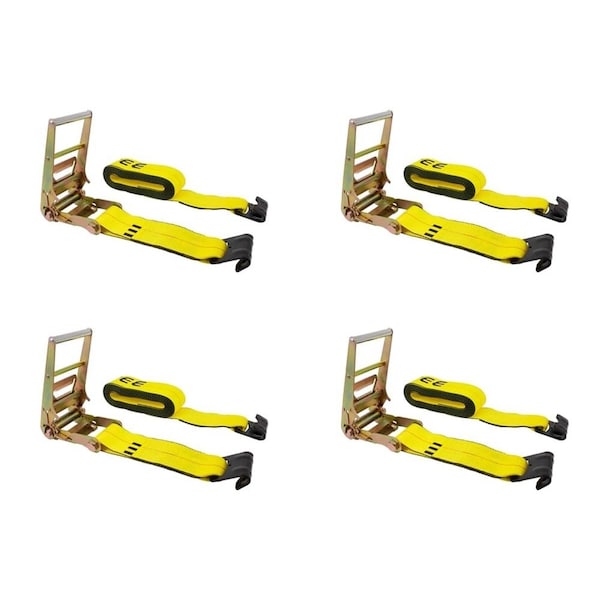 Mytee Products 4in x 30ft Ratchet Straps W/Flat Hook eXtreme, 6,670 Lbs WLL, 4PK RS430HDx4 - main