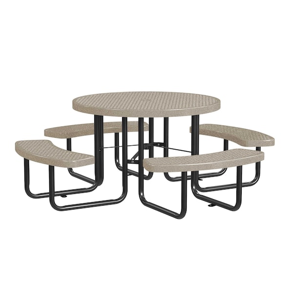 Leisure Craft Round Picnic Table, In Ground Mount, Sandstone, 46 in T46ROIG-SANDSTONE - main