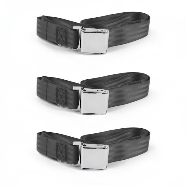 Geared2Golf Airplane 2 Point Charcoal Lap Bucket Seat Belt Kit for Chevy Bel Air 1949-1954 - 2 Belts GE1640203 - main