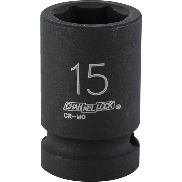 Channellock 1/2'' Drive 15 mm 6-Point Shallow Metric Impact Socket 315036 - main