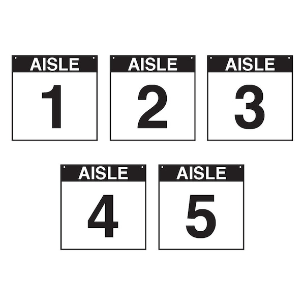 5S Supplies Warehouse Aisle 1-5 Sign - 12in x 12in - DOUBLE - NONE - PVC AISLE-1-5-12X12-DOUBLE-NONE - main