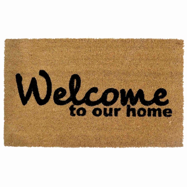 Gardenised Heavy Duty Coco Coir Doormat - Non Slip PVC Baking Embossed Design, Welcome to Our Home QI004886 - main