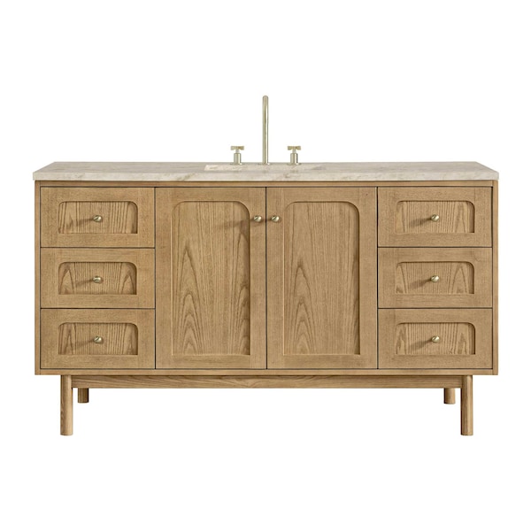 James Martin Vanities Laurent 60" Single Vanity, Light Natural Oak, w/ 3 CM Tajnar Eclos Top w/FreePower Wireless Charger 545-V60S-LNO-FTJR - main
