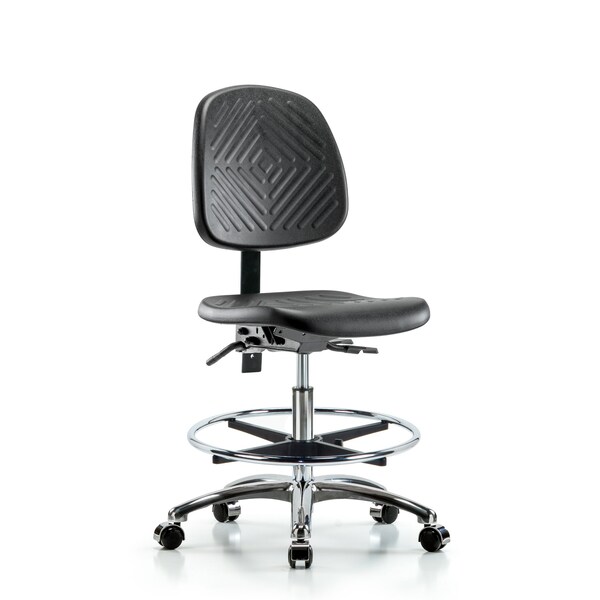 Blue Ridge Ergonomics Bench Chair, Poly, Med, Bk, CF Cast, No Arms, 19-1/2" to 27-1/2" Height, Black; Blue BR-PMBCH-MB-CR-T1-A0-CF-CC - main