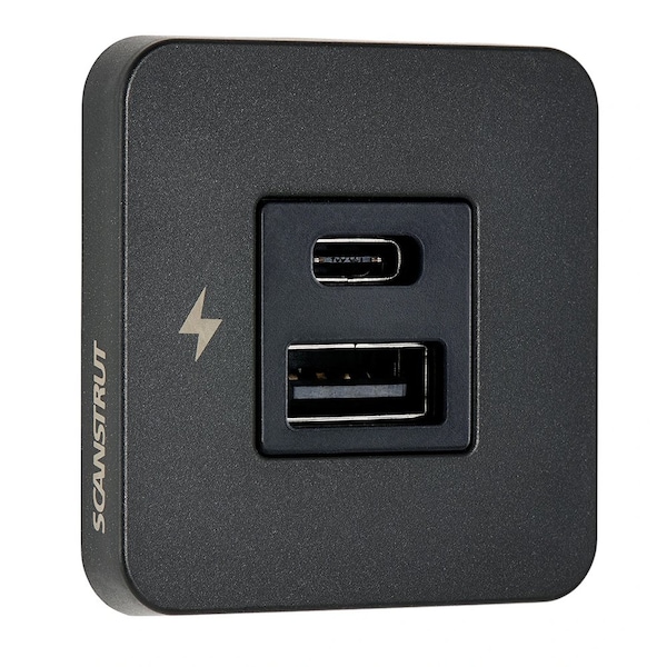 Scanstrut TILE USB-A/USB-C Interior Charging Socket - 12/24V - Black Bezel SC-TILE-10 - main