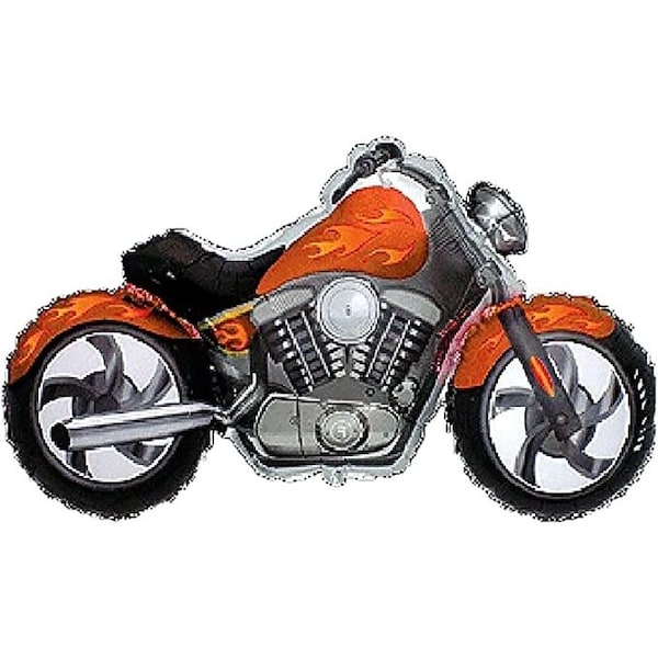 Loonballoon MOTORCYCLE Hog BIKE Orange Black 45in. Party Mylar Foil Balloon LB-BB-434098 - main