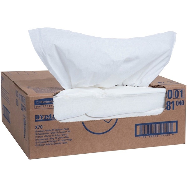 Wypall WypAll Power Clean X70 Medium Duty Cloths (41100), Flat Sheet Box, Long Lasting, White, 1 Box 41100 - main