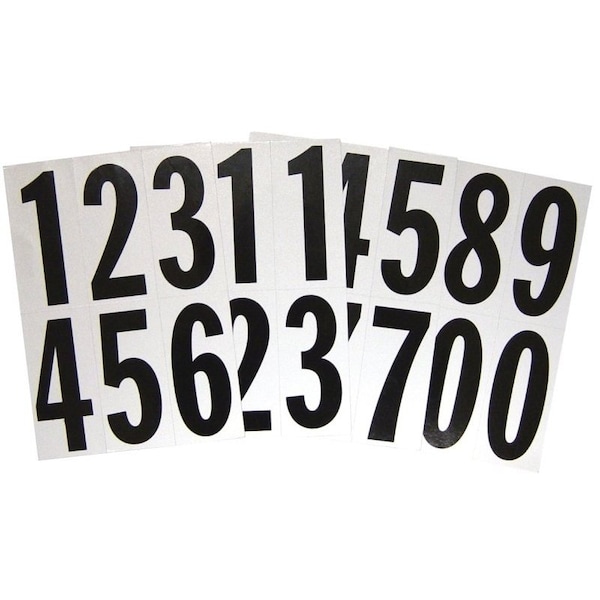 Hy-Ko Packaged Number Set, 3 in H Character, Black Character, White Background, Vinyl MM-23N - main