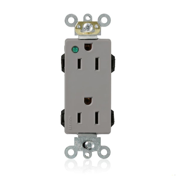 Leviton Straight Blade Receptacle, 5-15R, 15 A, 125V AC, Flush Mount, Self-Grounded M1626-PLG - main