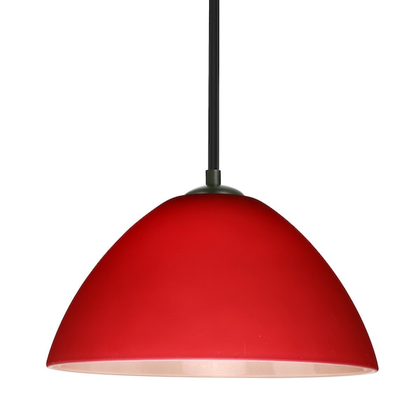 Besa Lighting Besa Tessa Stem Pendant, Red Matte, Black Finish, 1x 9W LED 1TT-420131-LED-BK - main