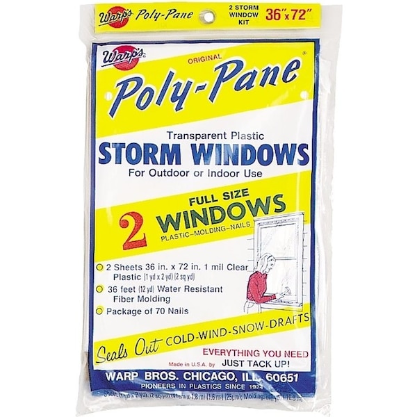 Warps Poly-Pane Series Storm Window Kit, 36 in W, 1 mil Thick, 72 in L, Clear 2P-24 - main
