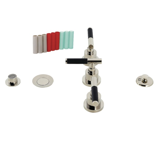 Kingston Brass Three-Handle Bidet Faucet with Brass Pop-Up, Polished Nickel KB6326CKL - main