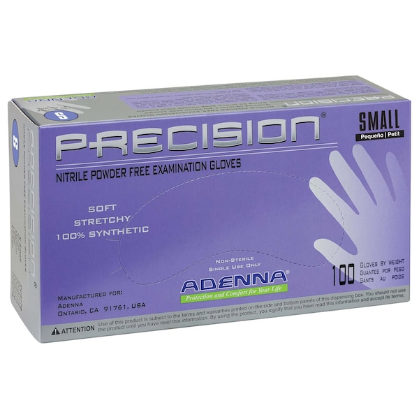 Safety Zone Precision Exam Disposable Gloves, Nitrile, Powder Free, 4 mil, Exam Gloves, Blue, S, Case of 1000 PCS772 - main