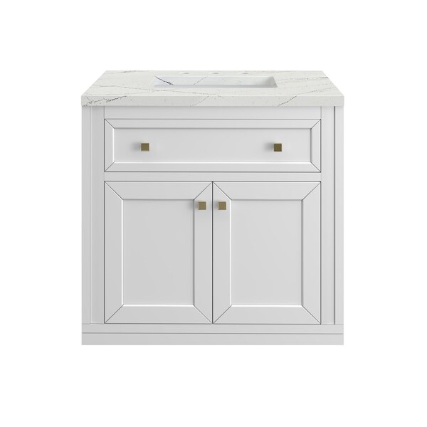 James Martin Vanities Chicago 30 in. Single Vanity, Glossy White, w/ 3 CM Ethereal Noctis Silestone Top 503-V30-GW-3ENC - main