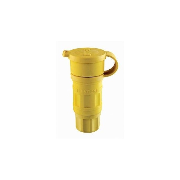 Leviton Watertight Straight Blade Connector, 6-15R, 15 A, 250V AC, 2 Pole, 3 Wire, Screw Terminals, Yellow 15W49 - main