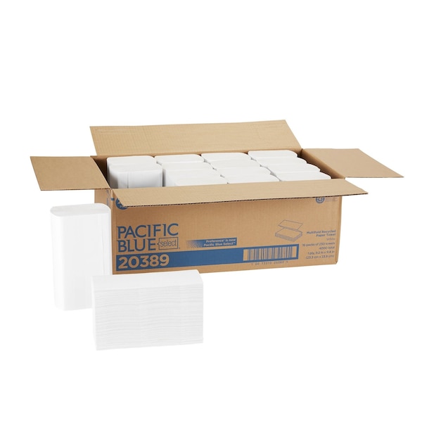 Georgia-Pacific Pacific Blue Select Multifold Paper Towels, 2 Ply, 250 Sheets, White, 16 PK 20389 - main