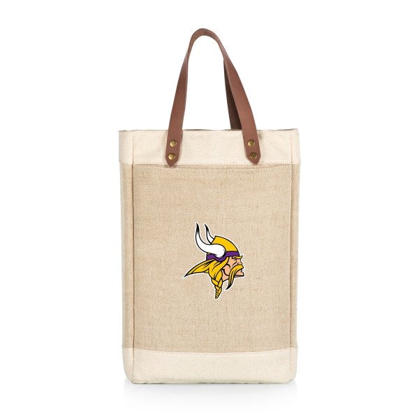 Picnic Time Family Of Brands NFL Minnesota Vikings - Pinot Jute 2 Bottle Insulated Wine Bag 539-02-187-184-2 - main
