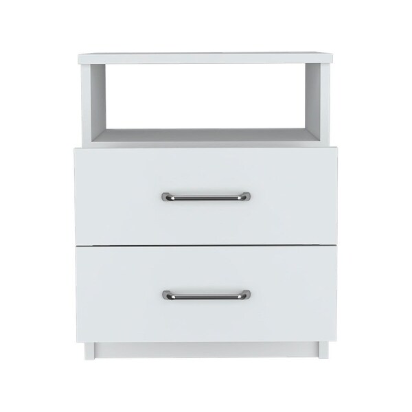 Homeroots 20" White Wood Two Drawer Nightstand 543679 - main