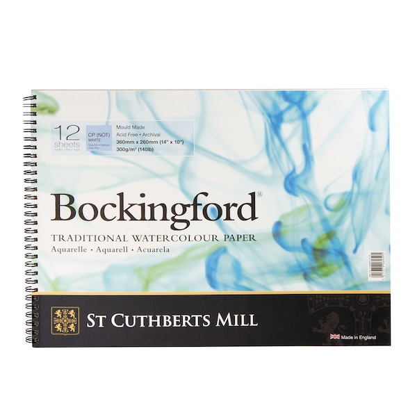 St Cuthberts Bockingford Watercolor Pad, Cold Pressed, Spiral Binding, 140lb/300gsm, 12 Sheet, 10x14 inch T47030001011D - main