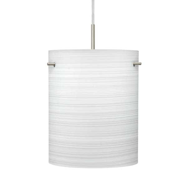 Besa Lighting Besa Tamburo 8 Pendant, Chalk, Satin Nickel Finish, 1x 100W MAX E26 Base 1JT-4006KR-SN - main