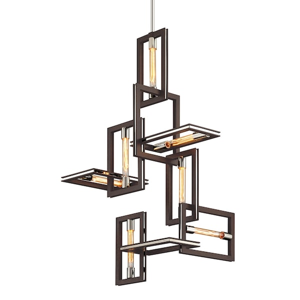 Troy Lighting Enigma 7 Light Chandelier 31.5 In. Textured Bronze F6187-TBZ/SS - main
