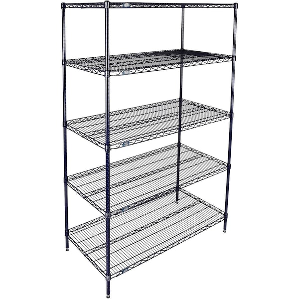 Global Industrial Nexel 5 Shelf, Nexelon Blue Wire Shelving Unit, Starter, 54"W x 14"D x 86"H B3151604 - main