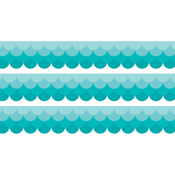 Creative Teaching Press Painted Palette Ombre Turquoise Scallops EZ Border, 48 Feet Per Pack, 3PK 10533 - main