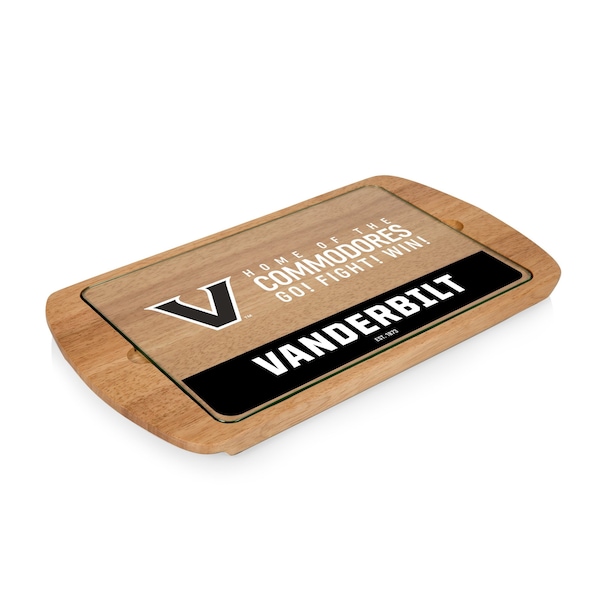 Picnic Time Family Of Brands NCAA Vanderbilt Commodores Billboard Glass Top Cheese Board - Charcuterie Boards, Parawood 911-01-505-584-0 - main