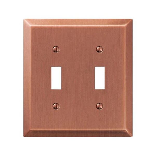 Livewire 163TTAC Stamped Steel 2 Toggle Wall Plate Antique Copper LI149118 - main