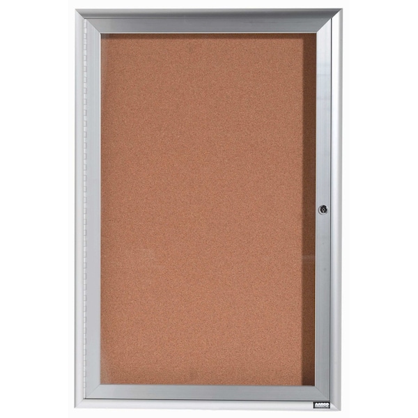 Aarco Enclosed Bulletin Board w/ Al Waterfall Style Frame, Silver, 36''Hx24''W WFC3624 - main