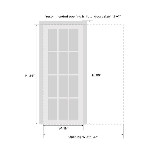 Sartodoors Pocket Interior Door, 18" x 84", White QUADRO4117PD-WS-1884 - main