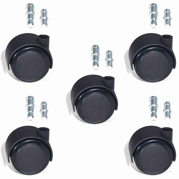 Lorell Dual-Wheel Casters Set, 1.97" Diameter, Black, PK5 LLR33446 - main