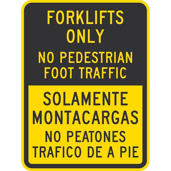 Lyle Forklifts Only No Pedestrian Foot Traffic, 18x24, High Intensity Prismatic, Yellow G-10375-HI_18x24 - main