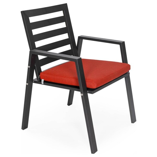 Leisuremod Chelsea Modern Patio Dining Armchair in Aluminum with Removable Cushions, Cherry Red CC20BL-CHR - main