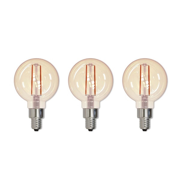 Bulbrite 25w G16 Dimmable (E12) Candelabra Scrw Bse LED Filament Lght Bulb in Amber, Antique thread, 2100K, 2PK 861409 - main
