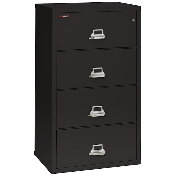 Fireking 25-3/16" W 4 Drawer Fire-Resistant Lateral File Cabinet, Black, Letter/Legal 4-3122-CBL - main