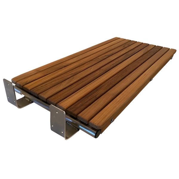 Homeroots 30" Brown Wall Mount Teak Rectangular Shower Bench 549331 - main