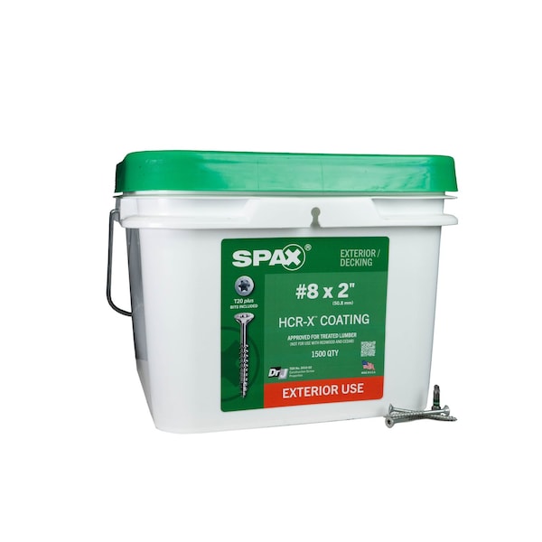 Spax #8 x 2 in Exterior Wood Deck Screws Construction Flat Head T-Star Plus Bulk Pail, 1500PK 3191670400500 - main