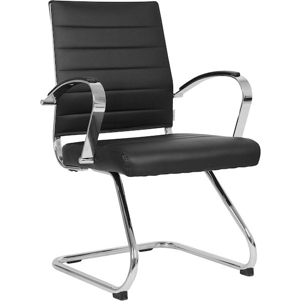 Leisuremod Benmar Modern Office Chair with Faux Leather Sled Base Task Chair & Arms BGO19BLL - main