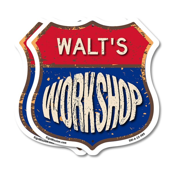 Signmission Walt's Workshop, 12 inch X 12 inch, Aluminum Metal Sign, 2PK SHI-A-2PACK-12-489-WALT - main