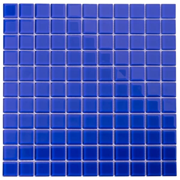 Apollo Tile Cobalt Blue 11.8 in x 11.8 in Glass Glossy Floor and Wall Mosaic Tile 9.67 sqft/case, 10PK APLA88012 1X1A - main